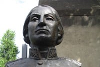 A bronze bust of Juana Azurduy de Padilla